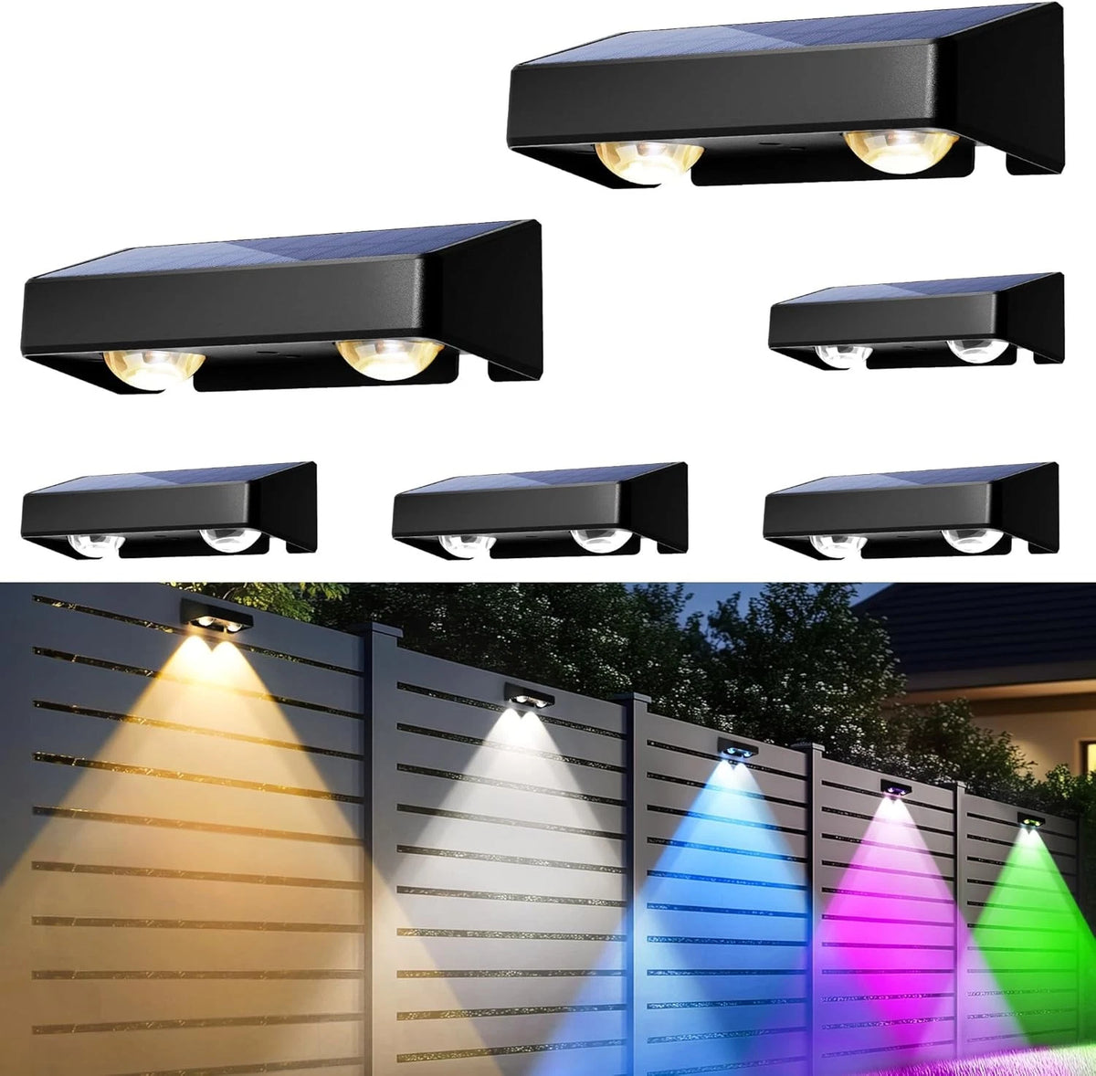 Outdoor Solar LED Wall Lights Waterproof Garden Fence Deck Lamp