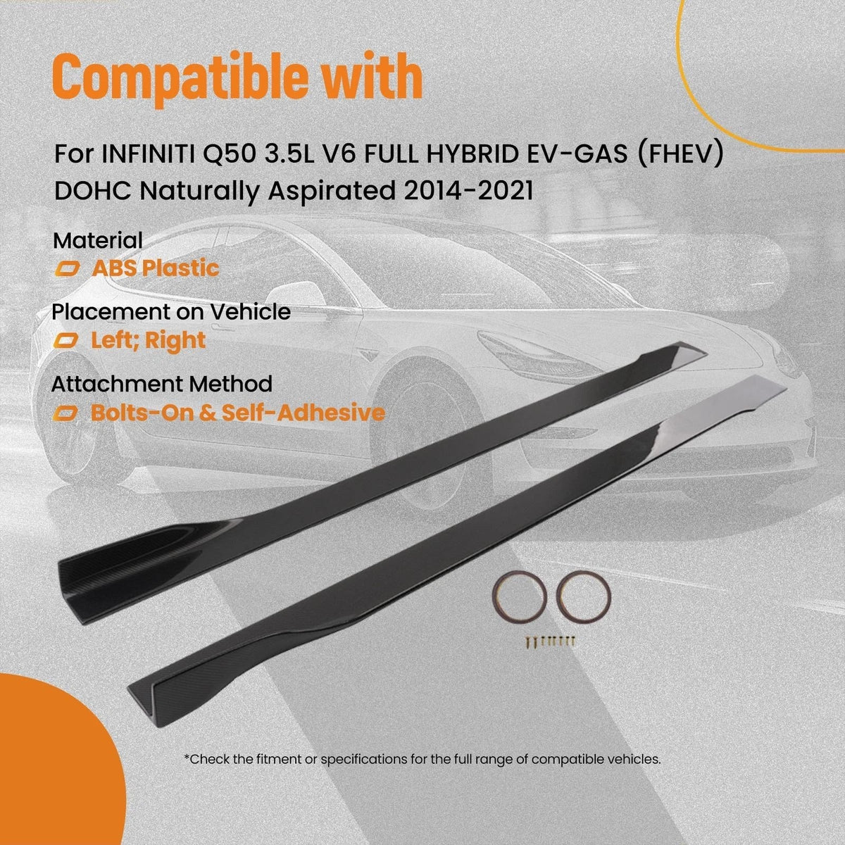 Set of 2 Side Skirts for Infiniti Q50 (2014–2023)