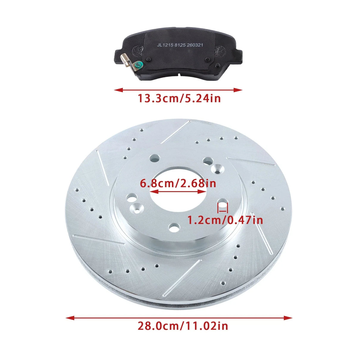 Front Drilled Brake Rotors & Ceramic Brake Pads for Hyundai Elantra Coupe (2013)