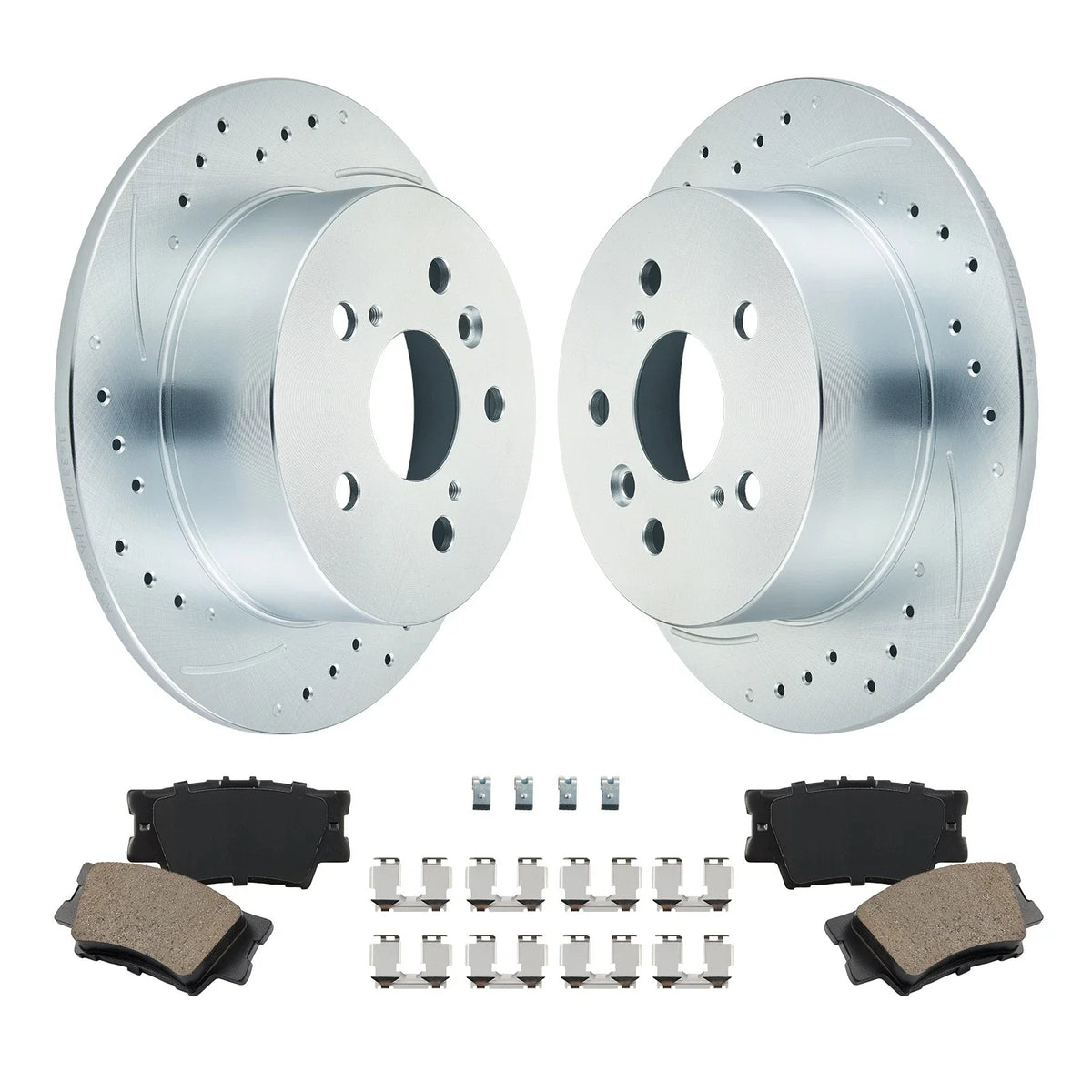 Rear Drilled Brake Rotors & Ceramic Pads Kit for Toyota Camry 2.4L (2007–2009)
