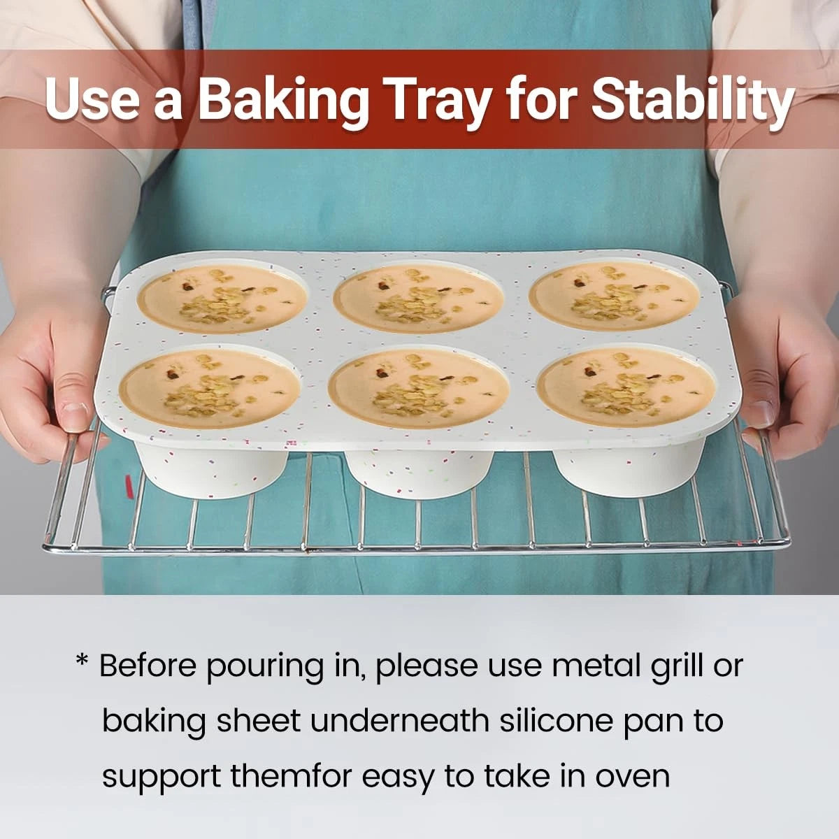 Set of 2 Jumbo Muffin Pans for Baking (3.5 Inch, 6-Cup)