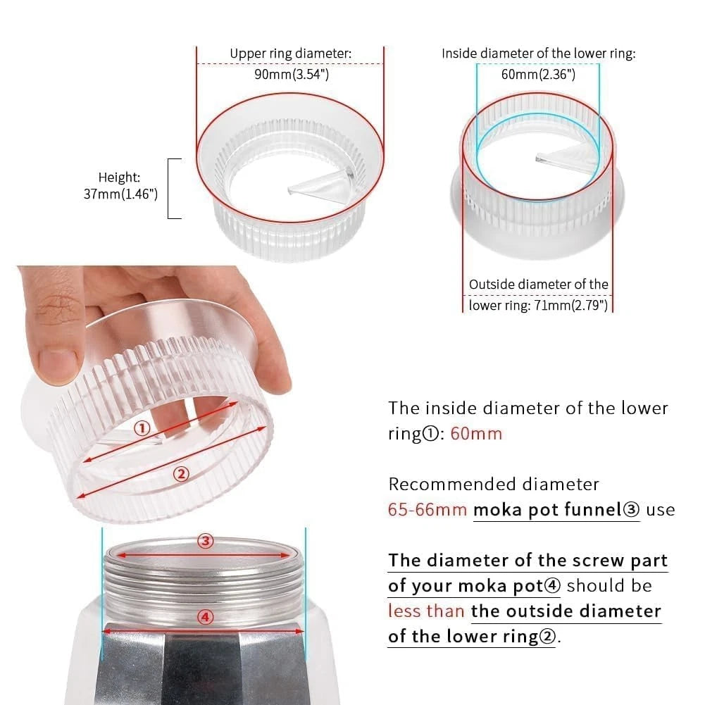 Moka Pot Dosing Funnel for Stovetop Espresso Coffee Maker