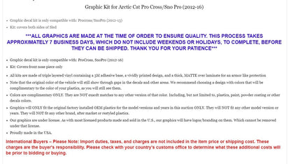 Sled Graphics Stickers Decals for Arctic Cat ProCross SnoPro (2012–2016)