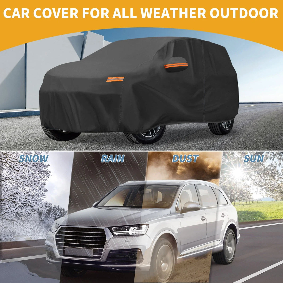 Waterproof Car Cover for Subaru Crosstrek (190T-PU, Black)