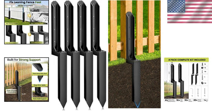 4 Pack Heavy Duty Steel Fence Post Repair Kit for 4x4 & 6x6