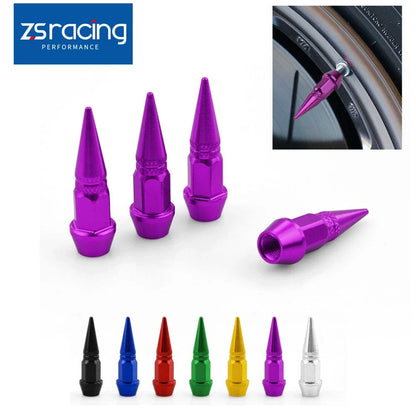 Set of 4 Dustproof Spike Shape Tire Wheel Stem Valve Caps for Car Motorcycle