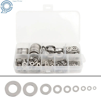 304 SS Flat Washers Assortment Kit (600 Pcs) for Plumbing & Construction