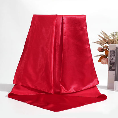 35" Large Square Satin Head Scarf for Hair - Red