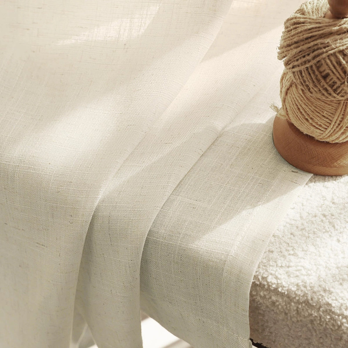 Faux Linen Beige Curtains 63" for Living Room (Rustic Farmhouse Style)