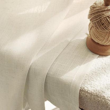 Faux Linen Beige Curtains 63" for Living Room (Rustic Farmhouse Style)