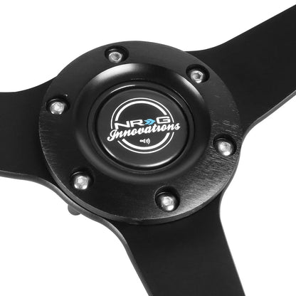 NRG 350mm Black Deep Dish Racing Steering Wheel for Universal Fit (1" Deep)