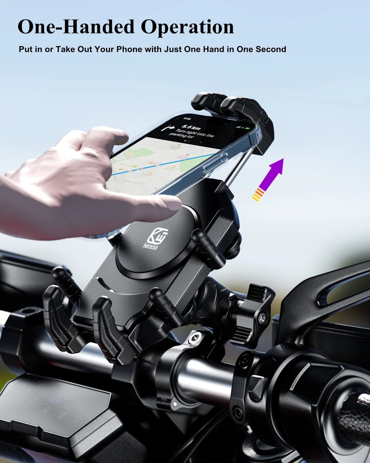 Anti-Theft Motorcycle Phone Mount Holder for Universal Fit (Neutral Size)