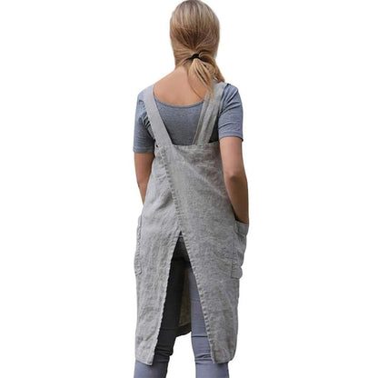 3X-Large Pinafore Apron for Women - Cross Back with Pockets, Grey