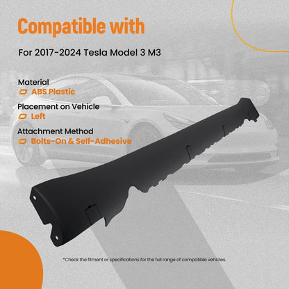 Black Side Rocker Panel for Tesla Model 3 (2017–2024) 1089828 Plastic