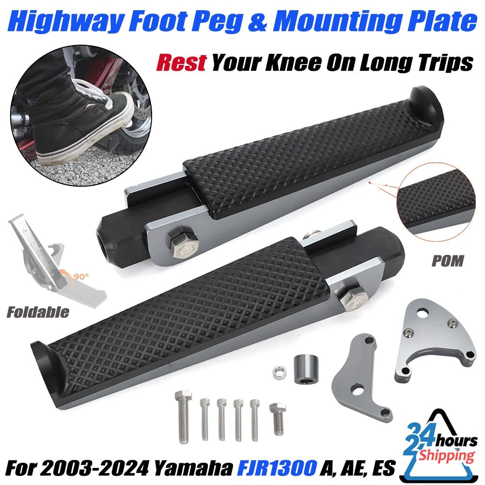 Mounting Plates & Folding Highway Foot Pegs for Yamaha FJR1300 (2001–2023)