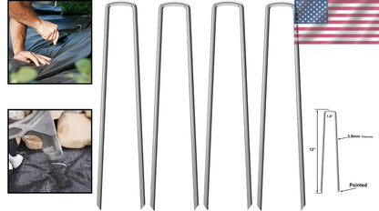 100 Pack 12-Inch Galvanized Garden Stakes for Weed Barrier & Fencing Support