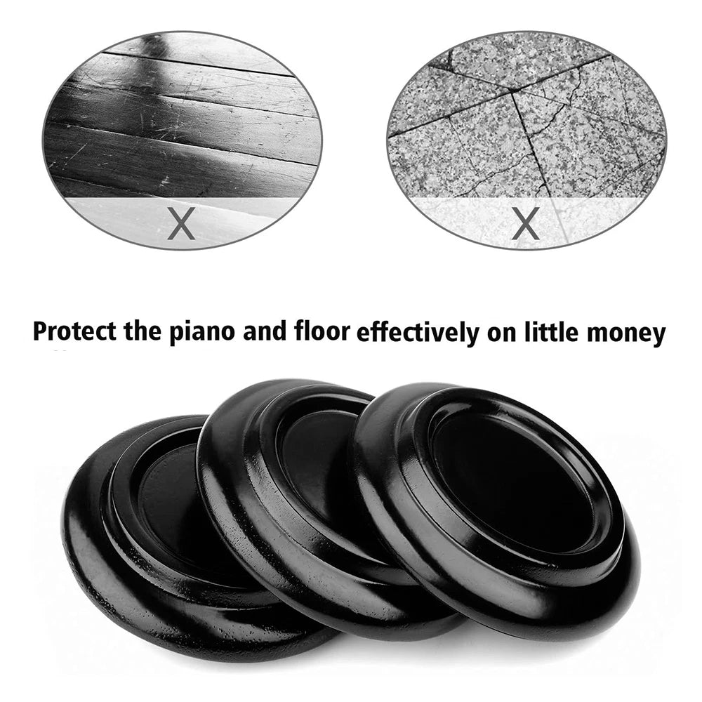Set of 4 Non-slip Piano Caster Cups for Floor Protection - 4"