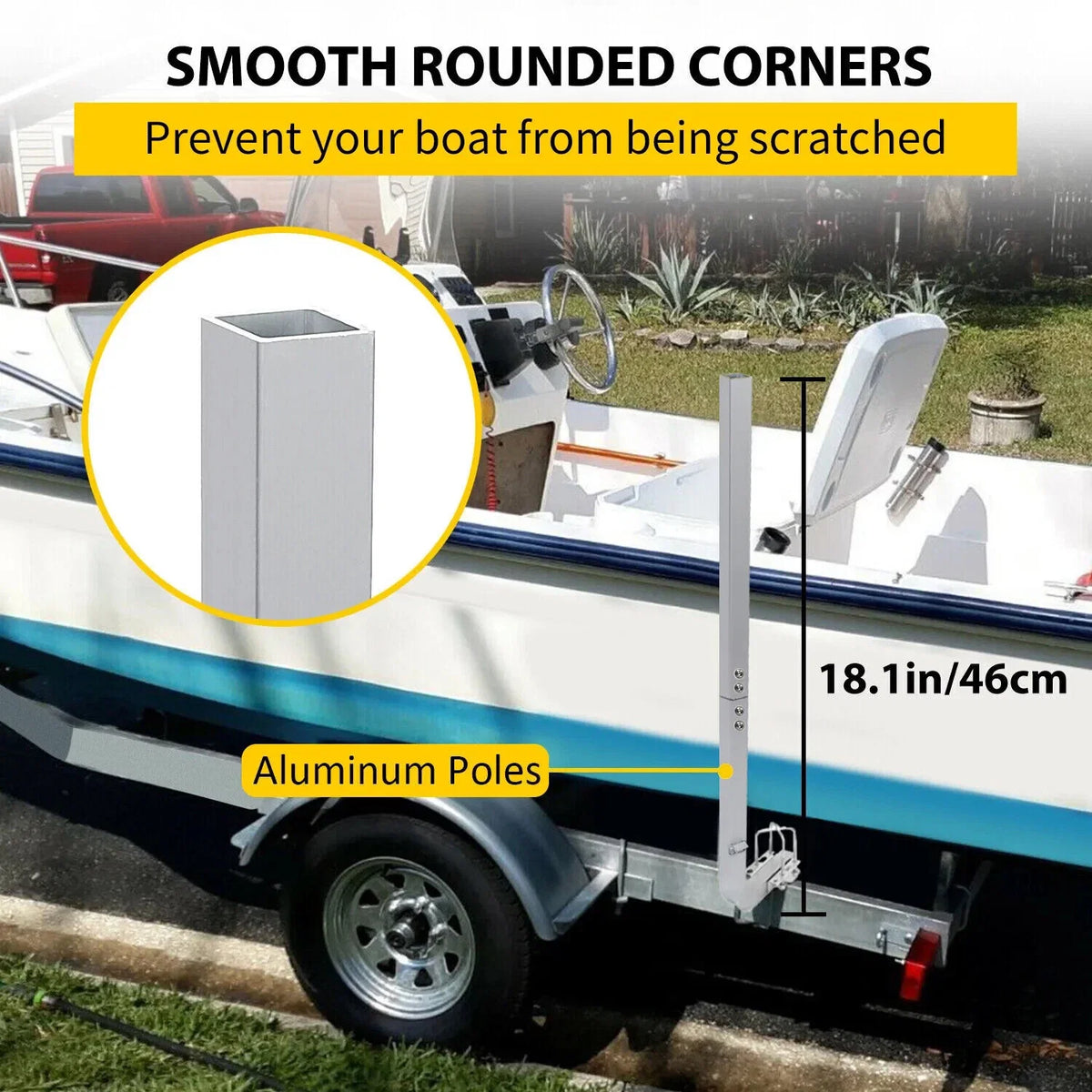 1-1/8" Thick Aluminum Boat Trailer Guide Poles for 46" Trailer (1.5" Square)