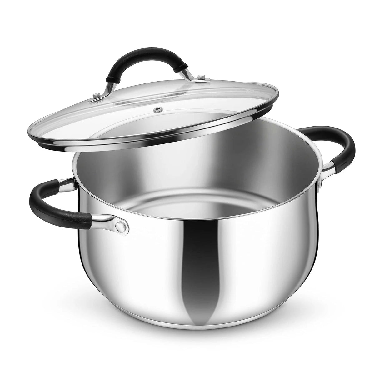 6 Qt Stainless Steel Stock Pot with Visible Lid
