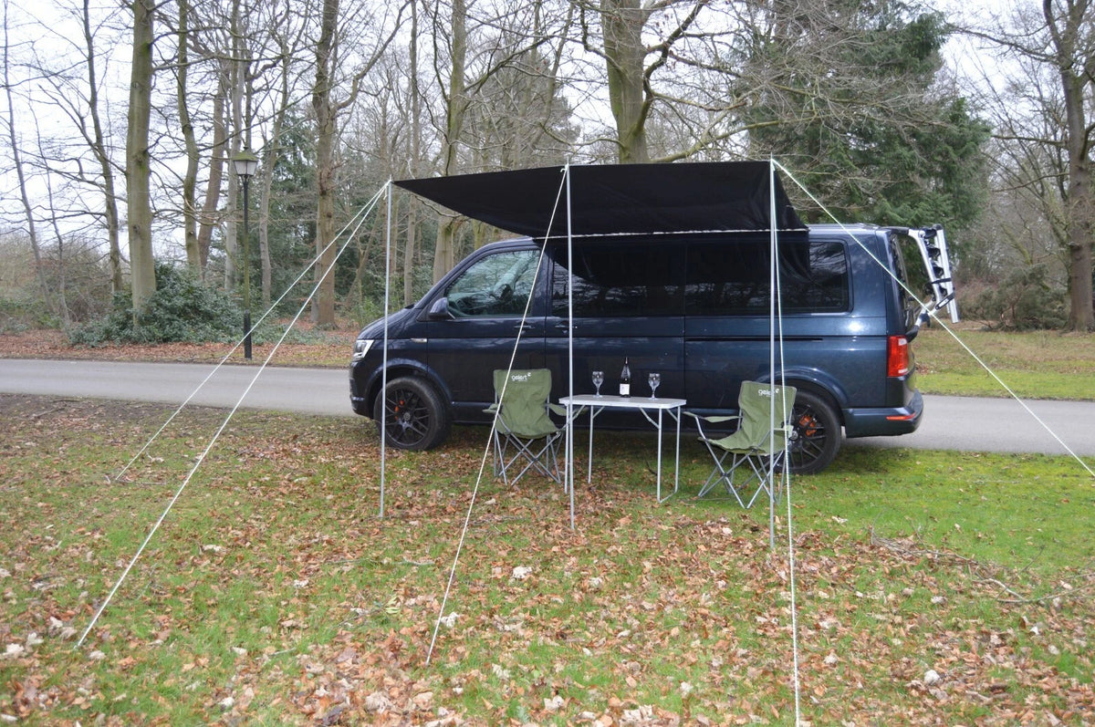 2.4m Black Square Awning Canopy for Campervan Caravan (BLACK)