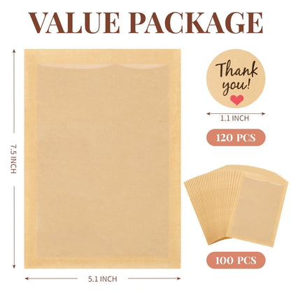 100 Pack Heat-Sealable Cookie Bags with Window for Small Treats