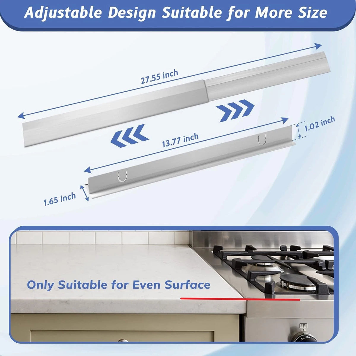 Set of 2 Stainless Steel Stove Gap Covers (13.8–27.6 Inch)