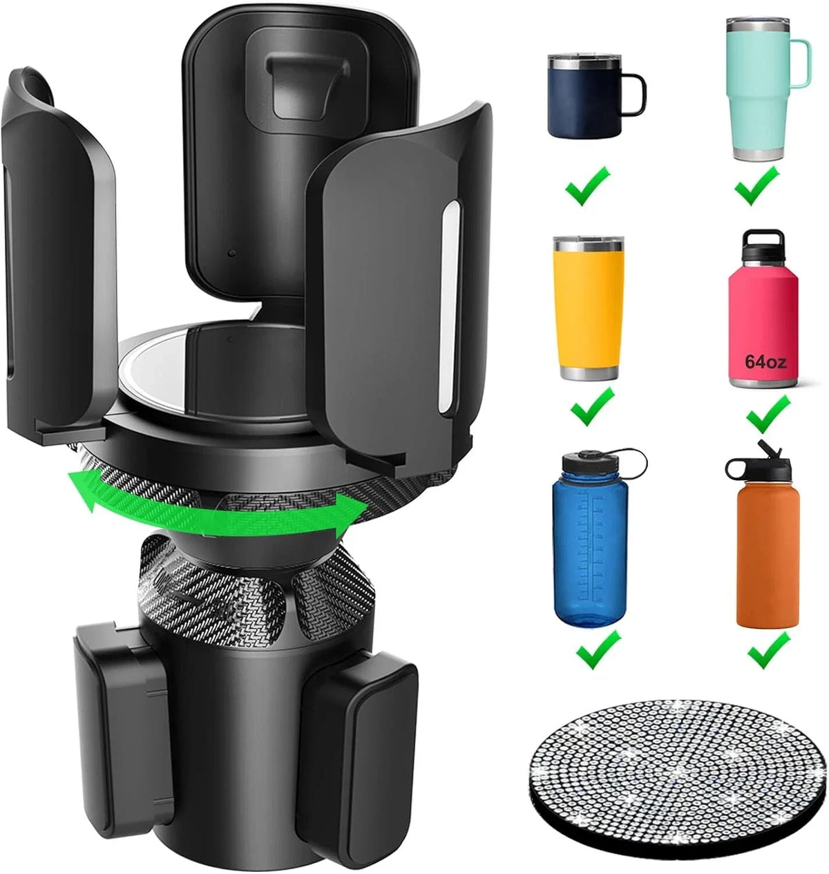 Car Cup Holder Expander Adapter for Various Makes Models