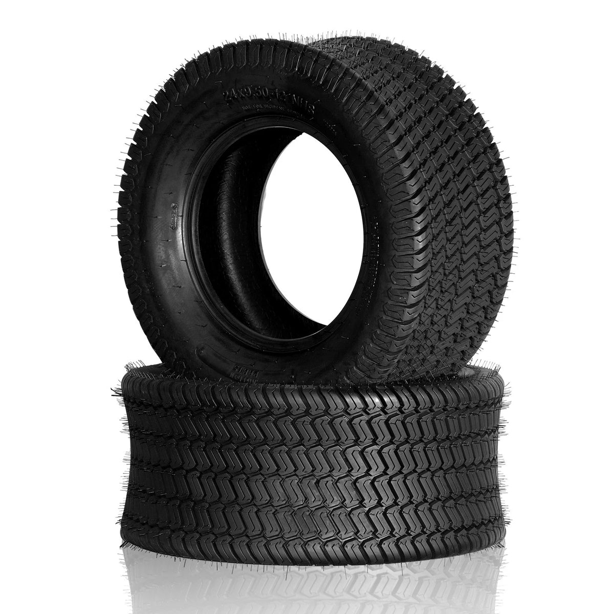 2X 24x9.50-12 Turf Tires for Lawn Mower Garden Tractor (Max Load: 1500Lbs)