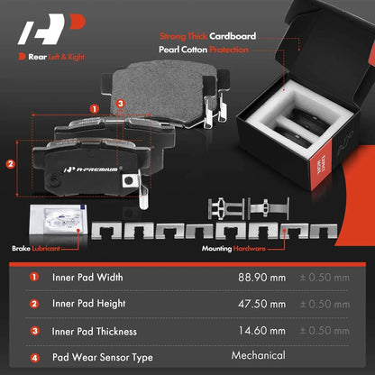 Rear Disc Rotor & Ceramic Brake Pads for Honda Accord Sedan