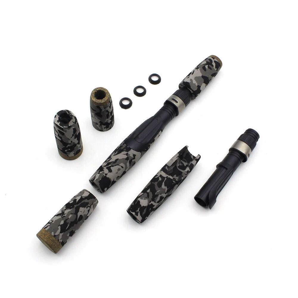 Set of 2 Gray Black Camo Fishing Rod Handle Split Grip Repair