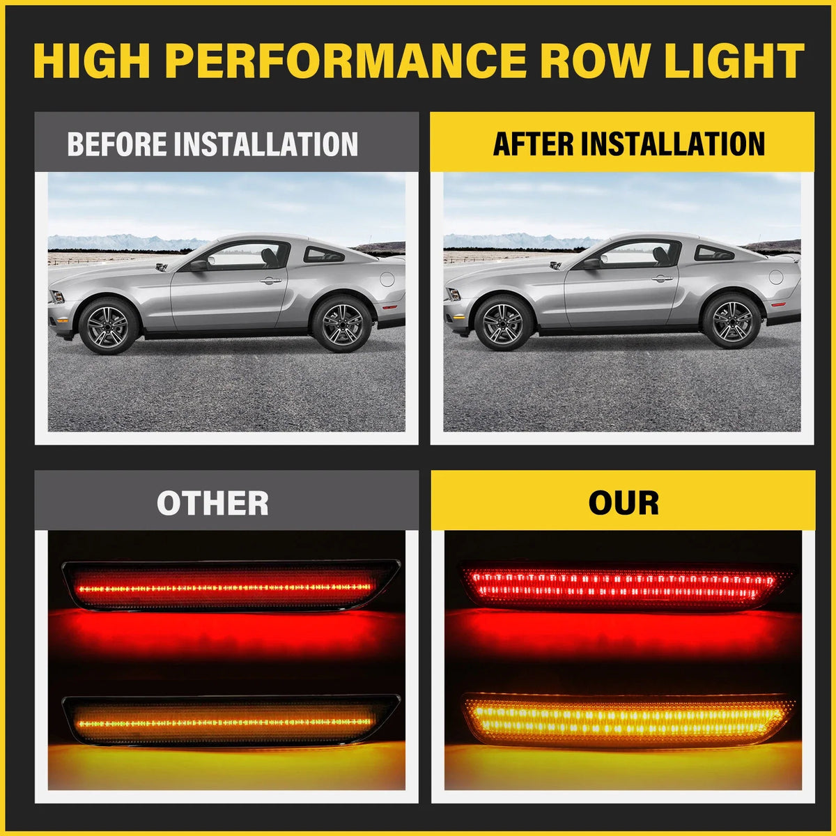 Set of 4 Smoked LED Side Marker Lights for Ford Mustang (2010–2014)