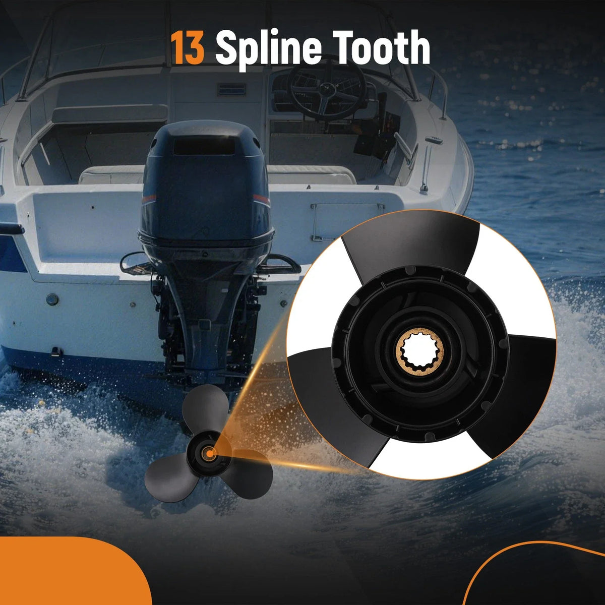 15 Pitch Aluminum Propeller for Suzuki 35-65HP Outboard (3-1/4" Gearcase)