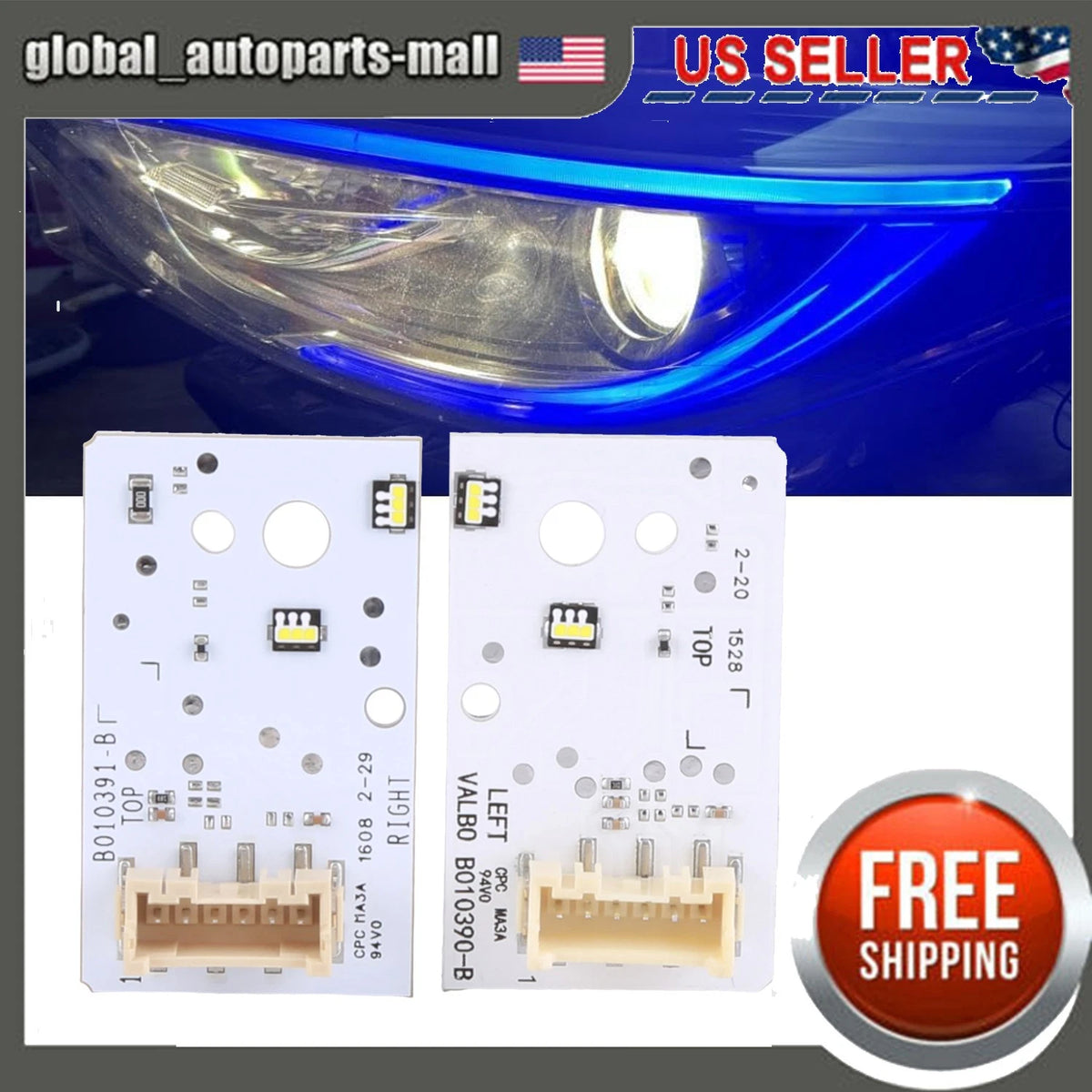 2X LED Boards for Infiniti QX30 Q30 (B010390-B, B010391-B, MDE911804)