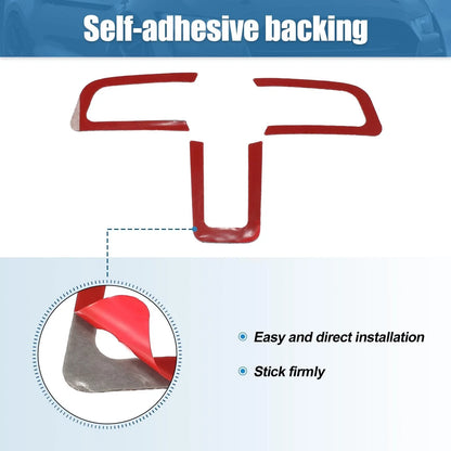 3pcs Steering Wheel Insert Cover Trim Stickers for Ford Mustang (2015–2022) Red