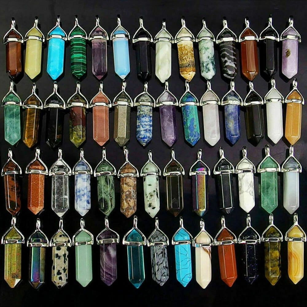 Hexagonal Glass Crystal Stone Quartz Necklace Pendant
