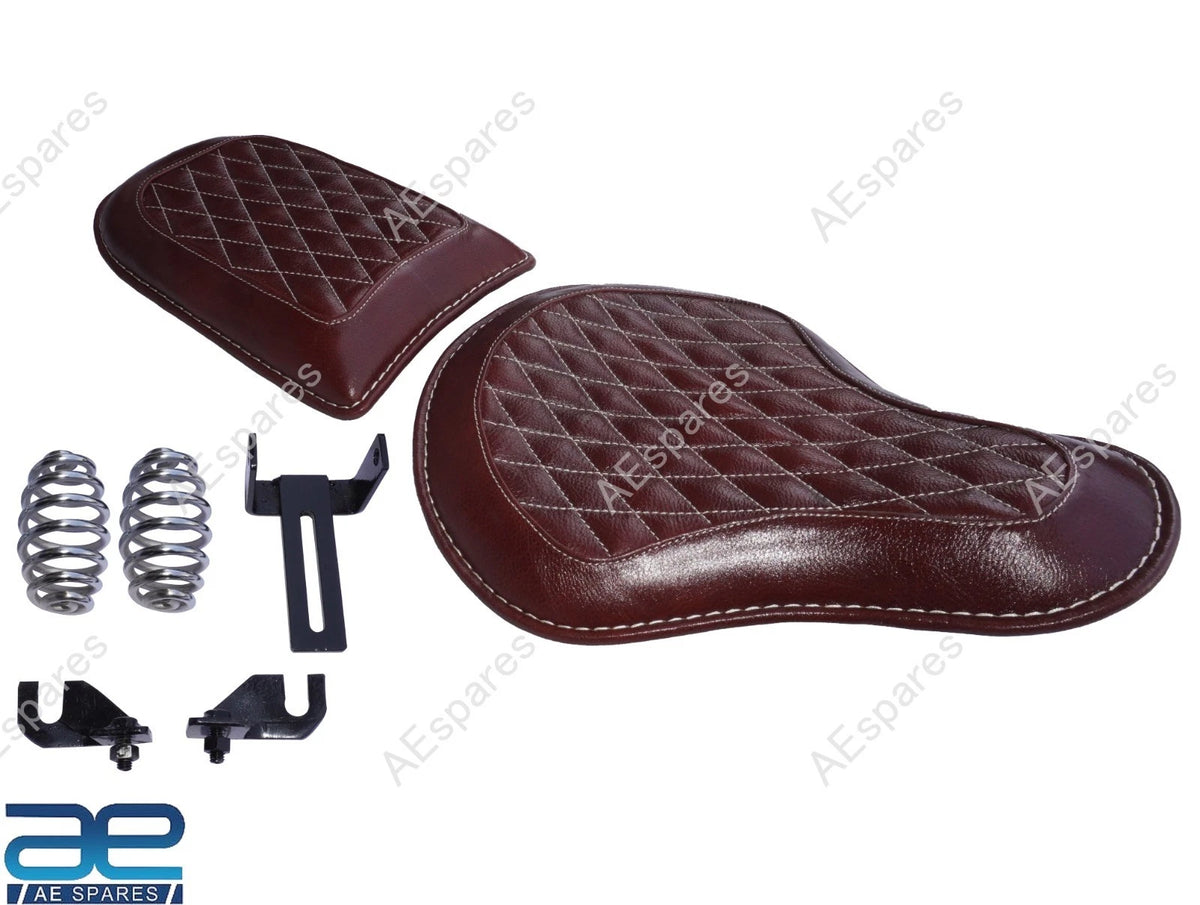 Set of 2 Genuine Leather Front & Rear Seats for Royal Enfield Classic 650
