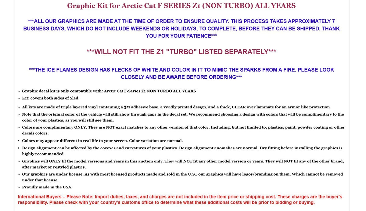 SLED Graphic Stickers Decals for Arctic Cat F Series Z1 (All Years)