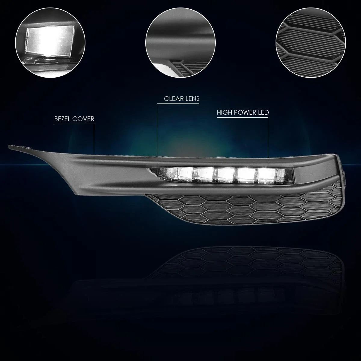 High-Power LED Fog Lights with Bezels & Switch for Honda Accord (2016–2017)