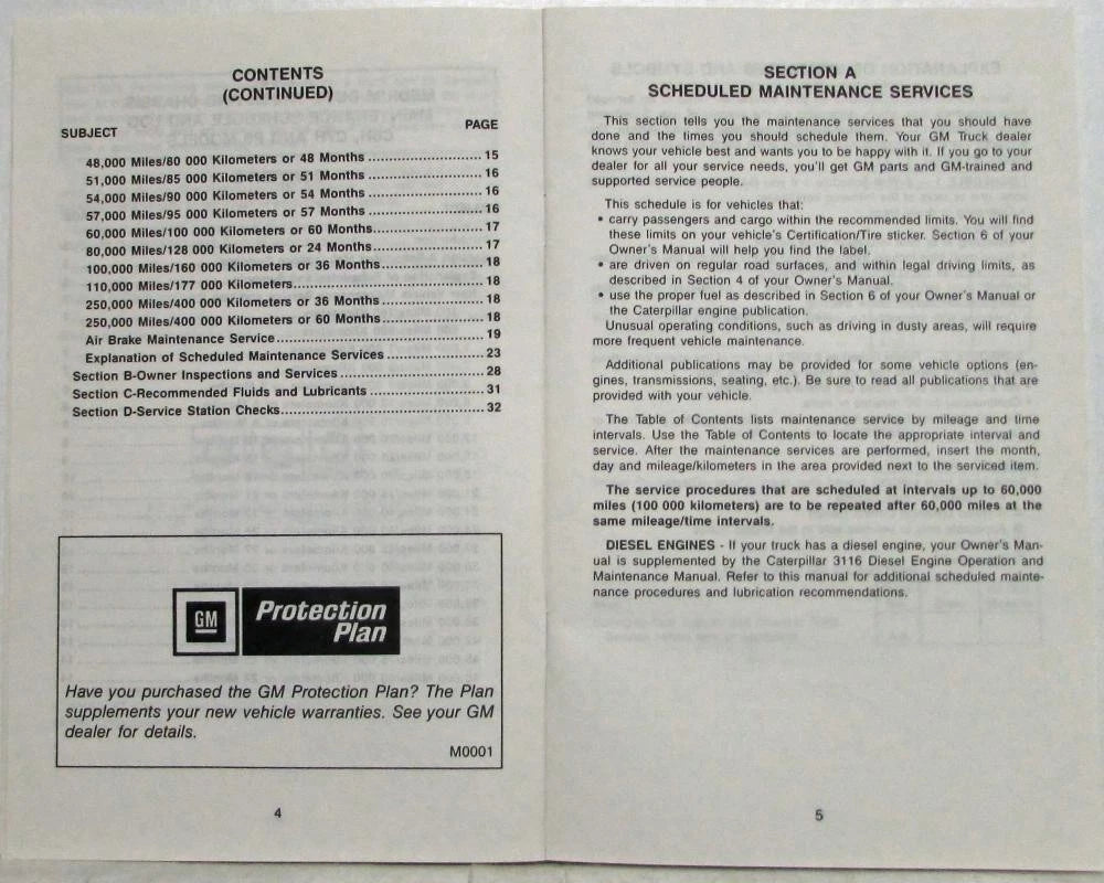 Maintenance Schedules Booklet for GMC TopKick Truck (1992)
