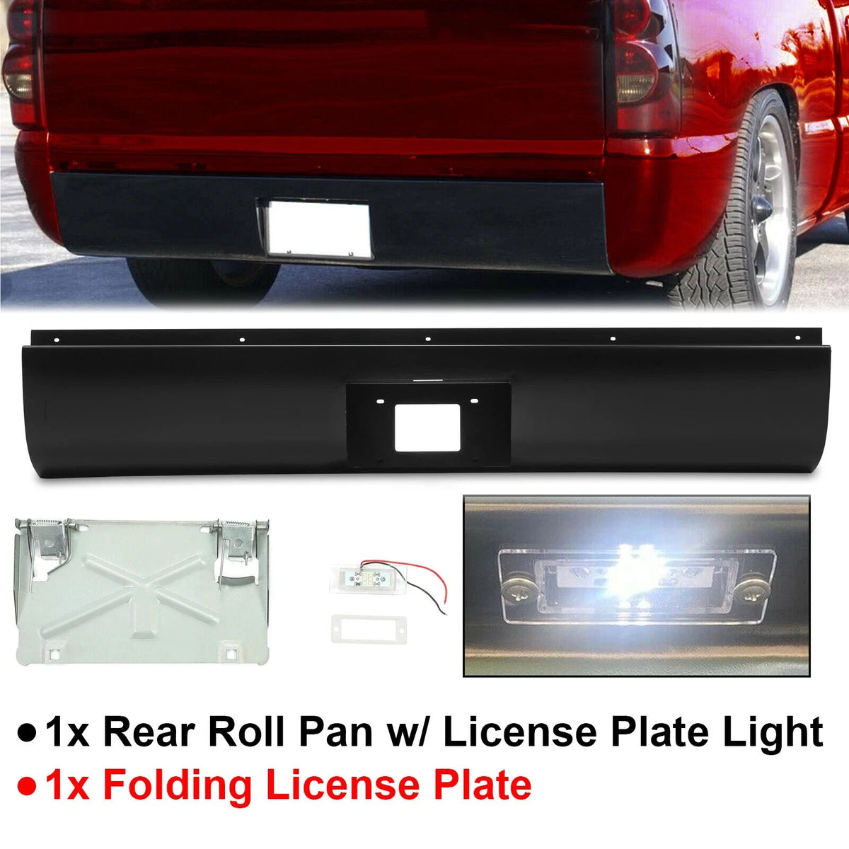 Steel Rear Bumper Roll Pan for Chevy Silverado GMC Sierra 1500 (1999–2007)