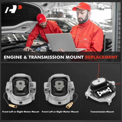 3X Engine Motor & Transmission Mount for Audi A4 A5 Quattro (2013–2016) - 8K0199381C, 8K0199381JN, 8K0199381JP, 8K0199381KN