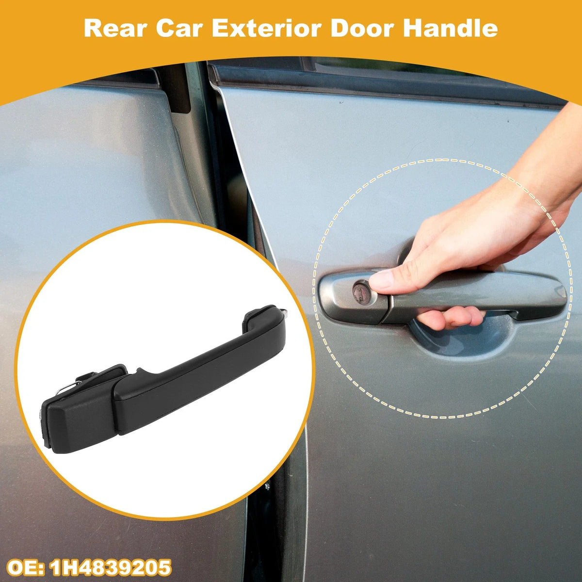 Rear Door Handle No. 1H4839205 for Volkswagen Jetta  Black Metal