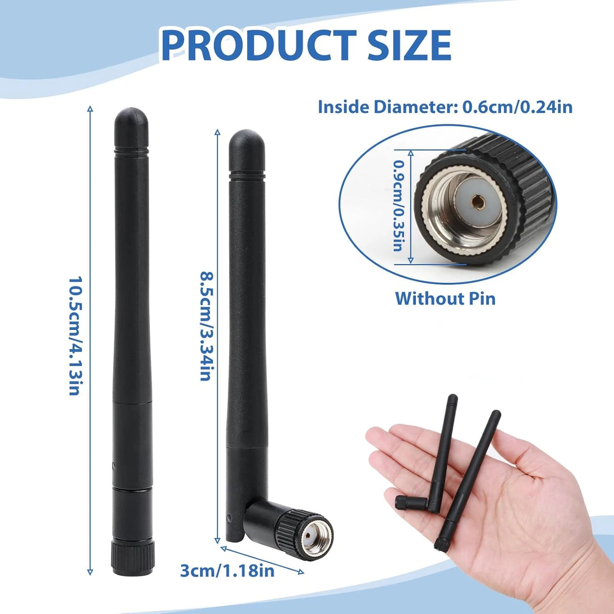 2X RP-SMA Antenna for WiFi Wireless Router or Card (2.4GHz 5GHz)