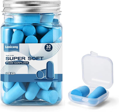 30 Pairs of Durable Noise Blocking Foam Earplugs for All Uses