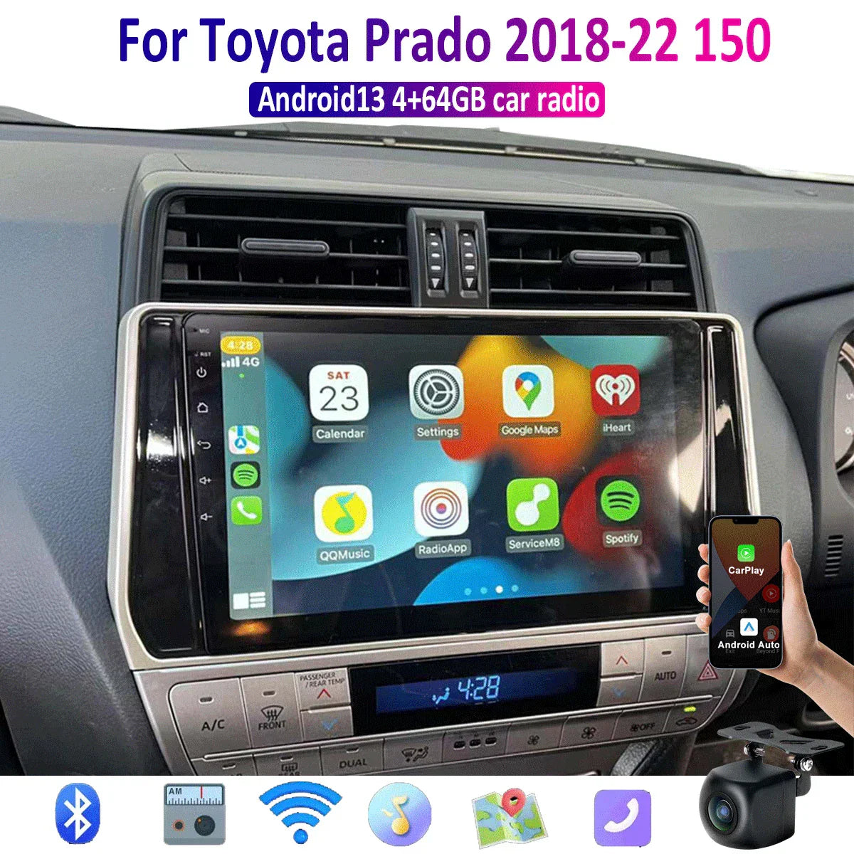 13" Car Stereo Radio for Toyota Prado (2018-2022) - Apple Carplay, Android Auto