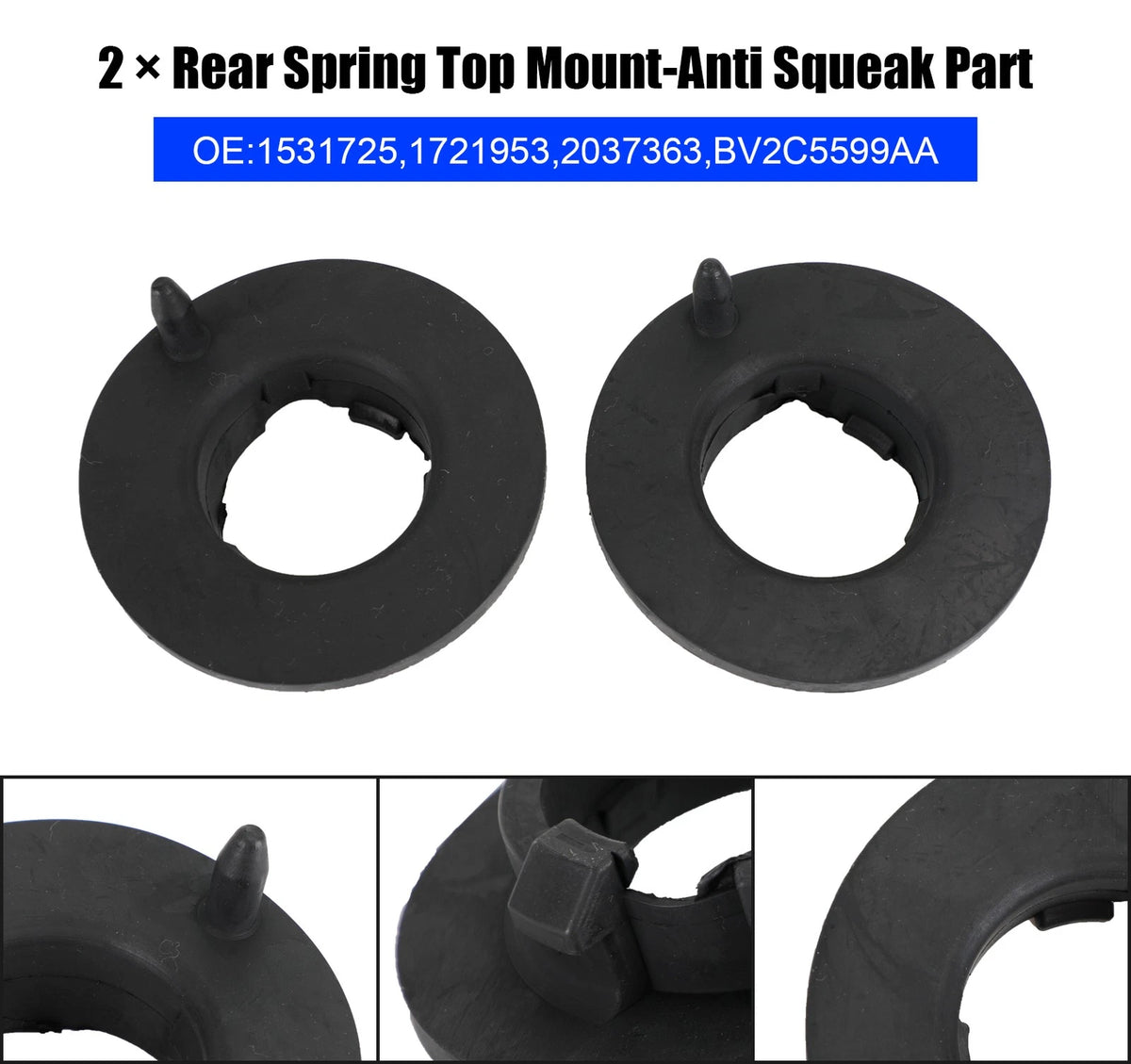 2X Rear Upper Suspension Spring Pad for Ford Fiesta Mk7 B-Max Ecosport (2012–2019) - 1531725, 1721953, 2037363, BV2C5599AA