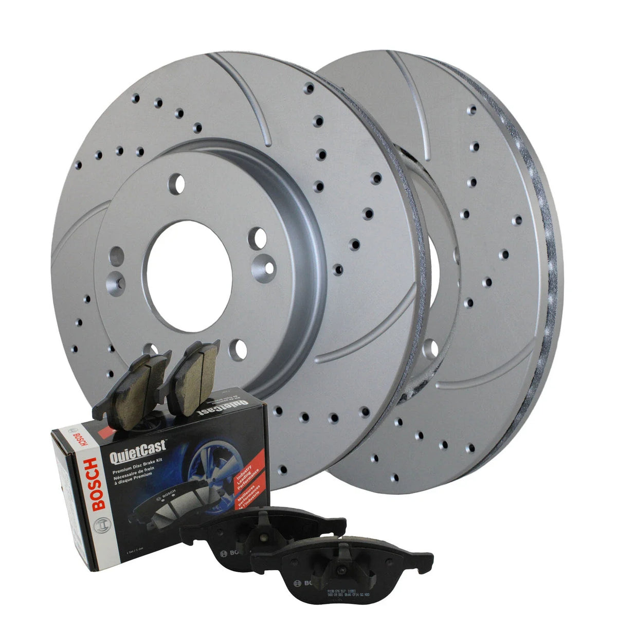 Front Brake Kit 280mm Drilled Disc Rotors & Bosch Ceramic Pads for Hyundai Kia