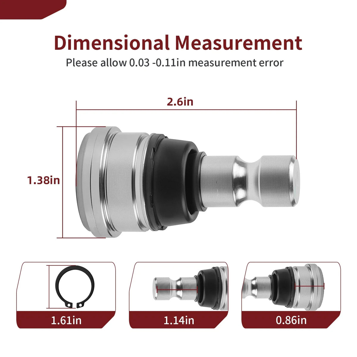 Set of 4 Upper Lower Ball Joints for Polaris (7082507, 7081991, 7081924, 7081859, 7081665)