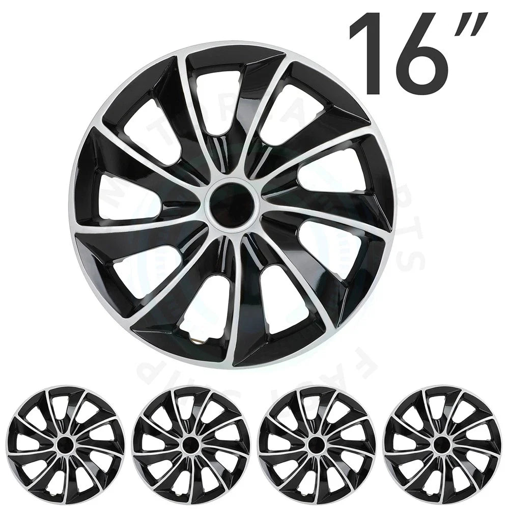 Set of 4 Black Universal Hub Caps for R16 Tire & Steel Rim