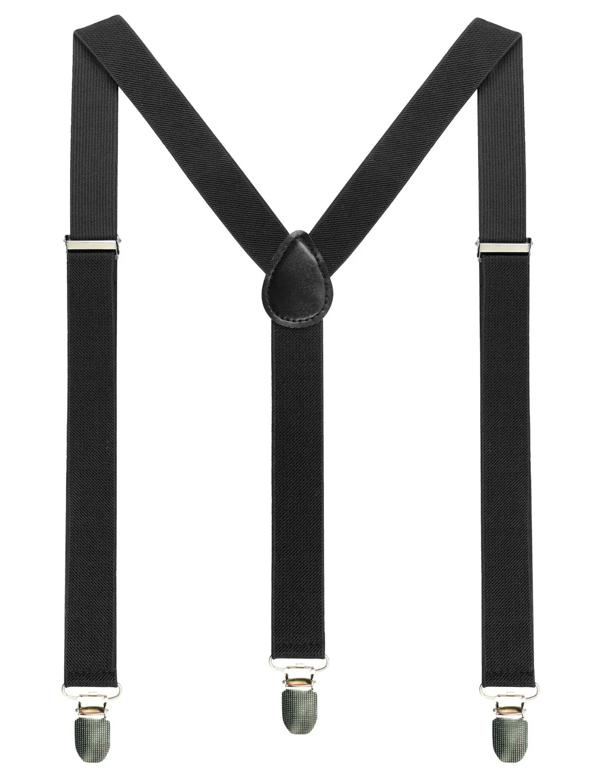 2X Black Mens Suspenders with 3 Strong Clips Adjustable Braces